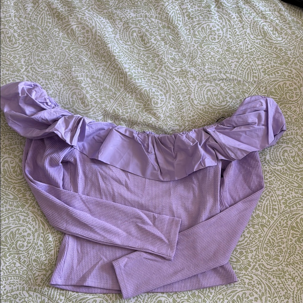 H&M Lavender Off-Shoulder Ruffle Top
